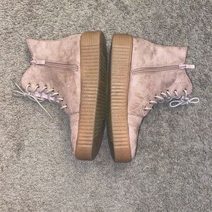 Pink Suede Ankle Boots